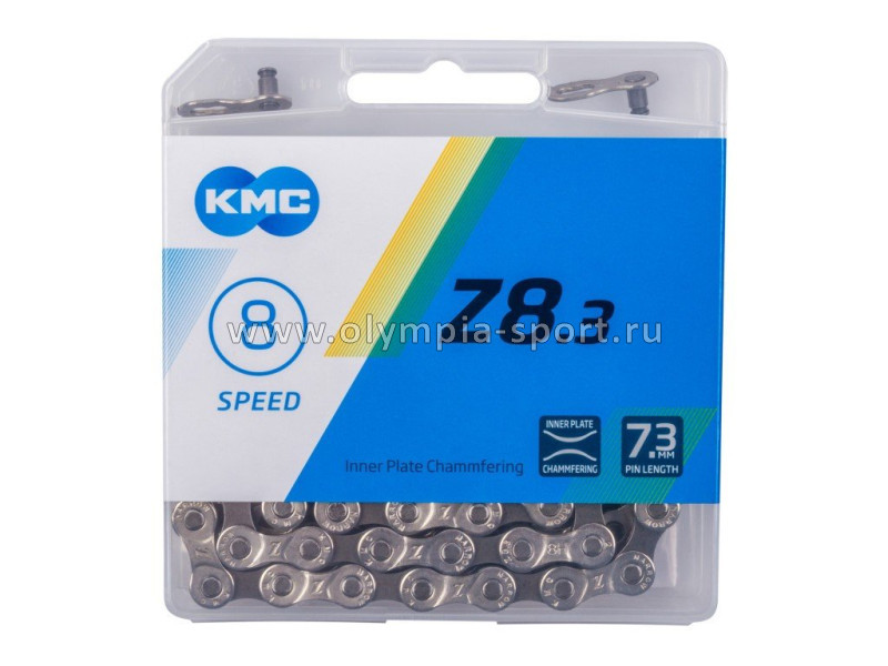 Цепь 6-8 ск. 1/2"х3/32" 114зв. 7,3мм Z-8.3 Silver/Grey с замком в пласт.кор. серебрист.-серая КМС