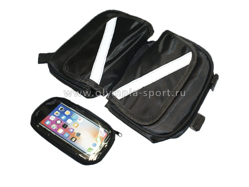 Велосумка на раму черная SV-1 с чехлом для телефона