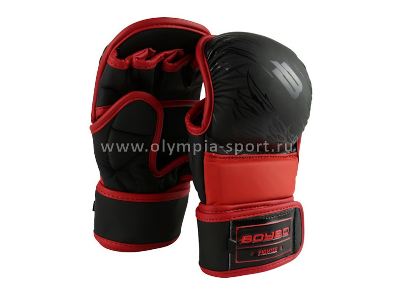 Перчатки MMA Boybo Wings кожа черно-красные