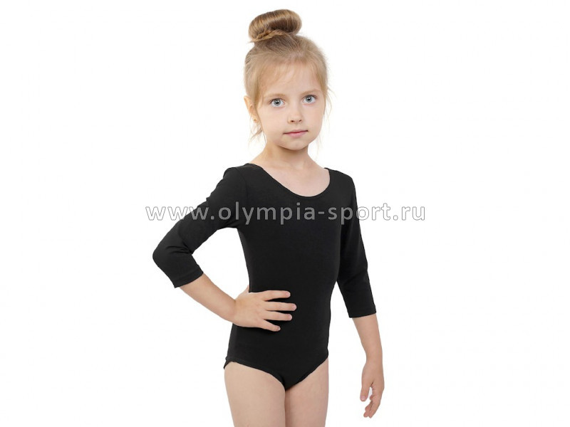 Купальник хореогр. дет. Skat 8115 полиэстер рукав 3/4 цв.черный (А)