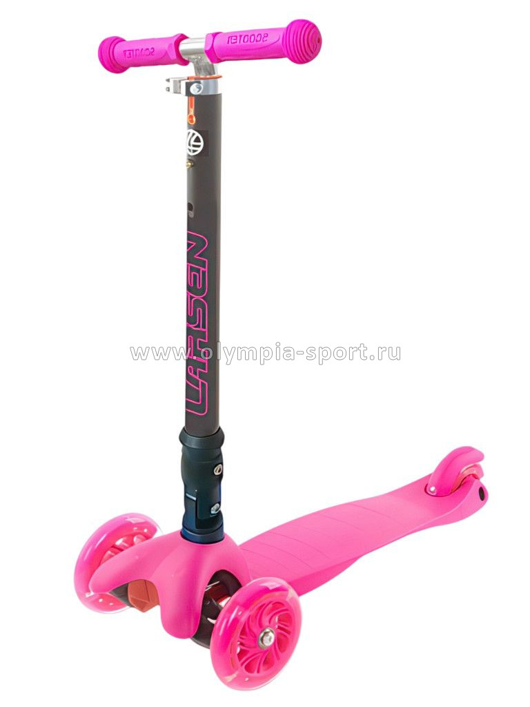 Самокат 3-х колесный Larsen Wave Lights Fold Pink (подсветка колес)