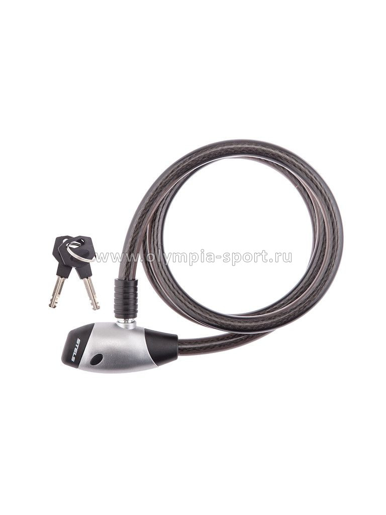 Велозамок 15х1500мм 84812 STELS с ключом со стальным тросом, чёрный
