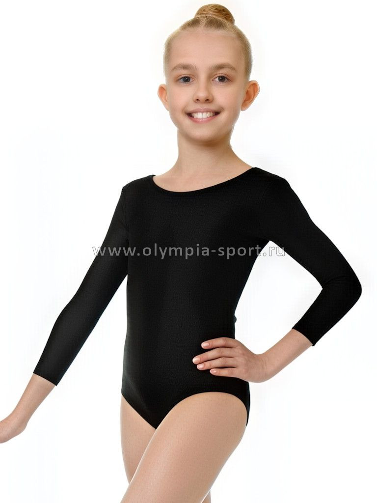 Купальник хореогр. дет. Skat 8365 х/б рукав 3/4 цв.черный (А)