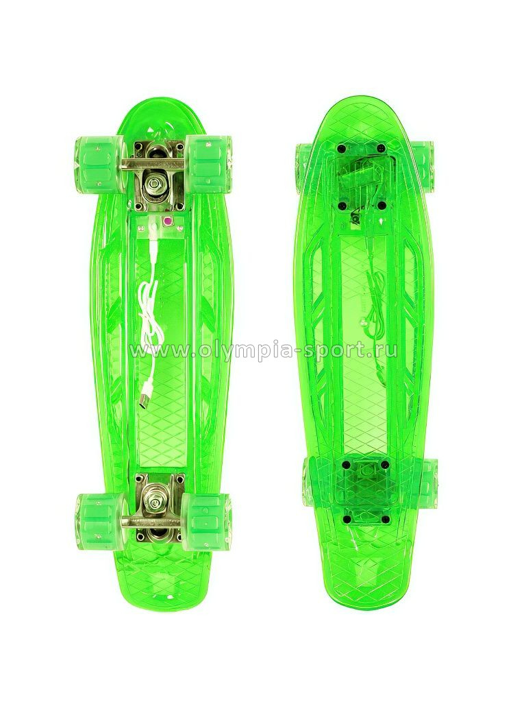 Скейтборд, мини-круизер Larsen Lights зеленый с подсветкой