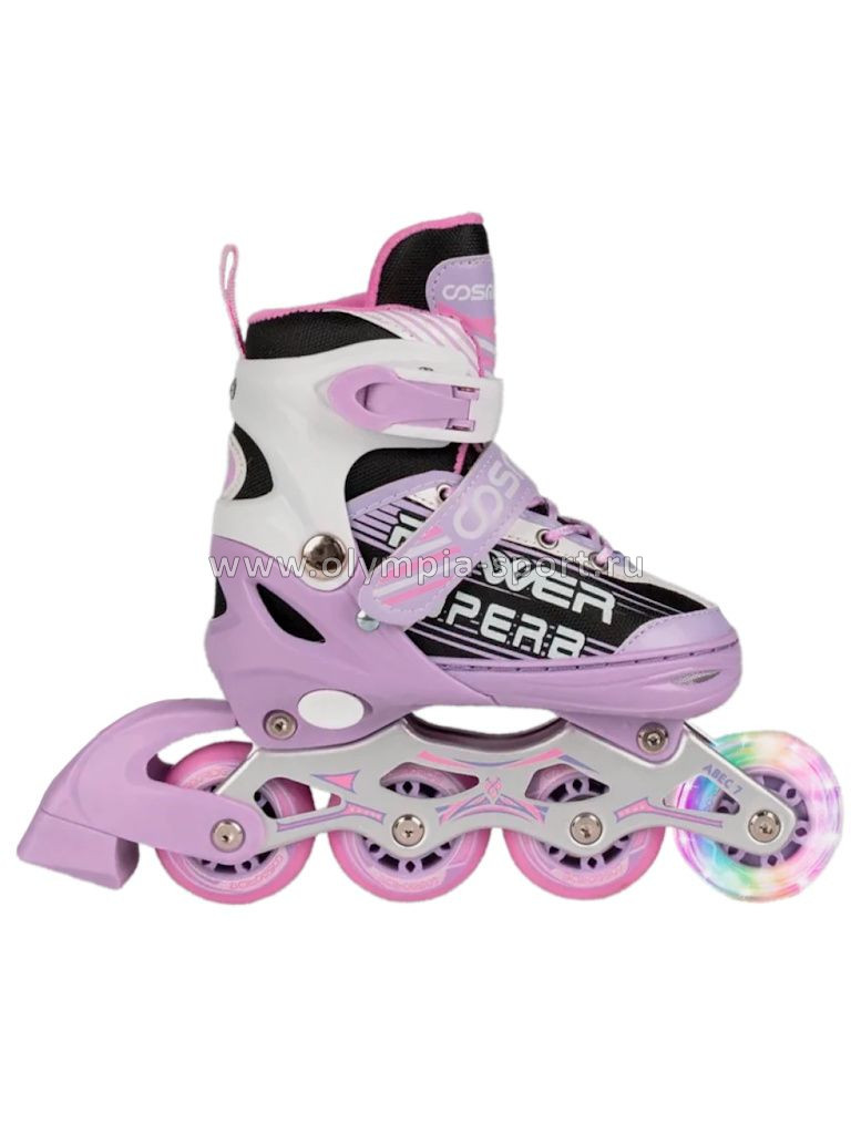 Коньки роликовые раздвижные Cosmoride Aqua бело-сиреневый (35-38)