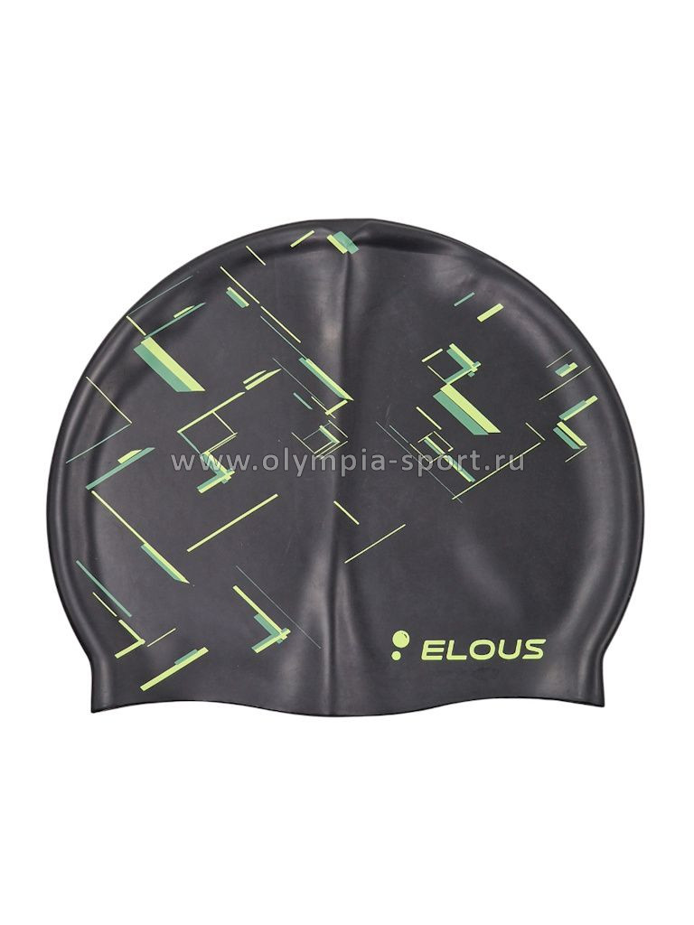 Шапочка для плавания Elous Big Matrix EL0011 силикон, черно-зеленая